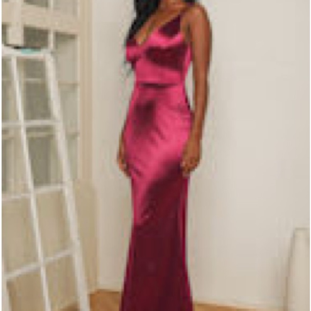 Lulus Burgundy Satin Evening Gown
